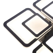 LED πολυέλαιος με τηλεχειριστήριο σουσάμι, 77W, 4 τετράγωνα, κρύο/ζεστό/ουδέτερο φως, ασταθές, μαύρο