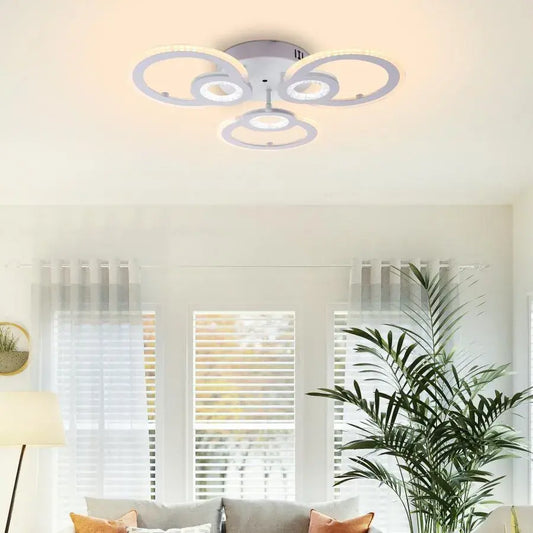 LED πολυέλαιος με το τηλεχειριστήριο Kade, 80w, 3 κύκλοι, κρύο/ζεστό/ουδέτερο φως, ασταθές, λευκό