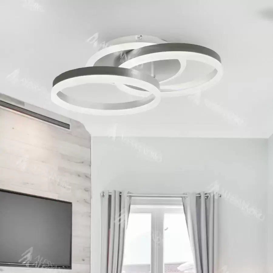 LED πολυέλαιος με τηλεχειριστήριο Lyra, 120W, 2 κύκλοι, dimble, βουρτσισμένο ασήμι, κρύο/ζεστό/ουδέτερο φως