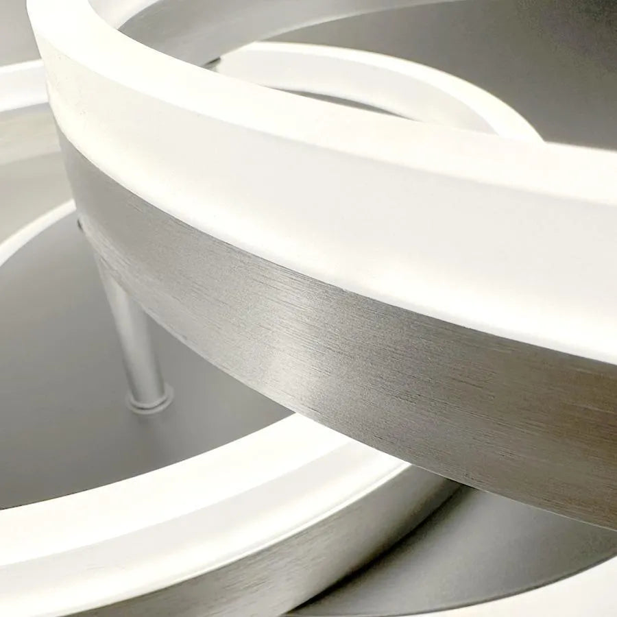 LED πολυέλαιος με τηλεχειριστήριο Lyra, 120W, 2 κύκλοι, dimble, βουρτσισμένο ασήμι, κρύο/ζεστό/ουδέτερο φως