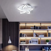 LED πολυέλαιος με τηλεχειριστήριο Lotus, 55W, 5 πέταλα, κρύο/ζεστό/ουδέτερο φως, ασταθές, λευκό