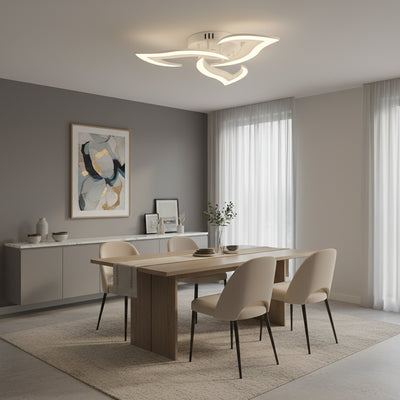 Πολυέλαιος LED με τηλεχειριστήριο LOTUS 32W, 3 πέταλα, Κρύο/Ζεστό/Ουδέτερο φως, Ρυθμιζόμενο, Λευκό