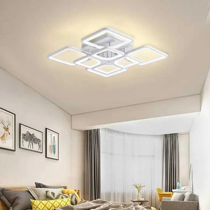 LED πολυέλαιος με τηλεχειριστήριο, Ζωή, 8 τετράγωνα, 135W, κρύο/ζεστό/ουδέτερο φως, ασταθές, λευκό