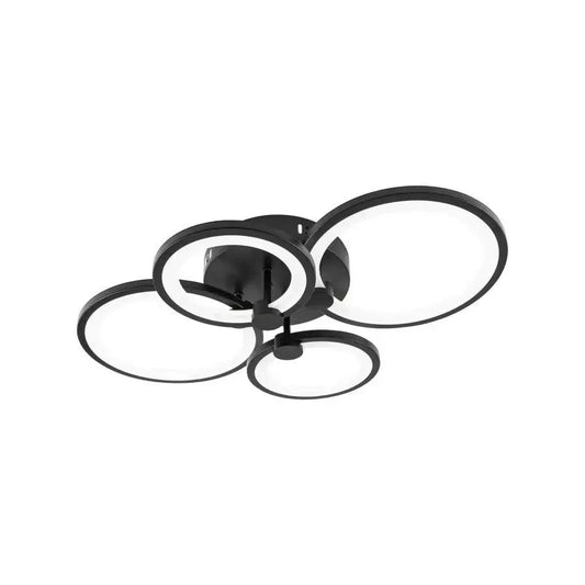 Πολυέλαιος LED με τηλεχειριστήριο ALANI 88W, 4 Κύκλοι, Κρύο/Ζεστό/Ουδέτερο φως, Ρυθμιζόμενο, Μαύρο