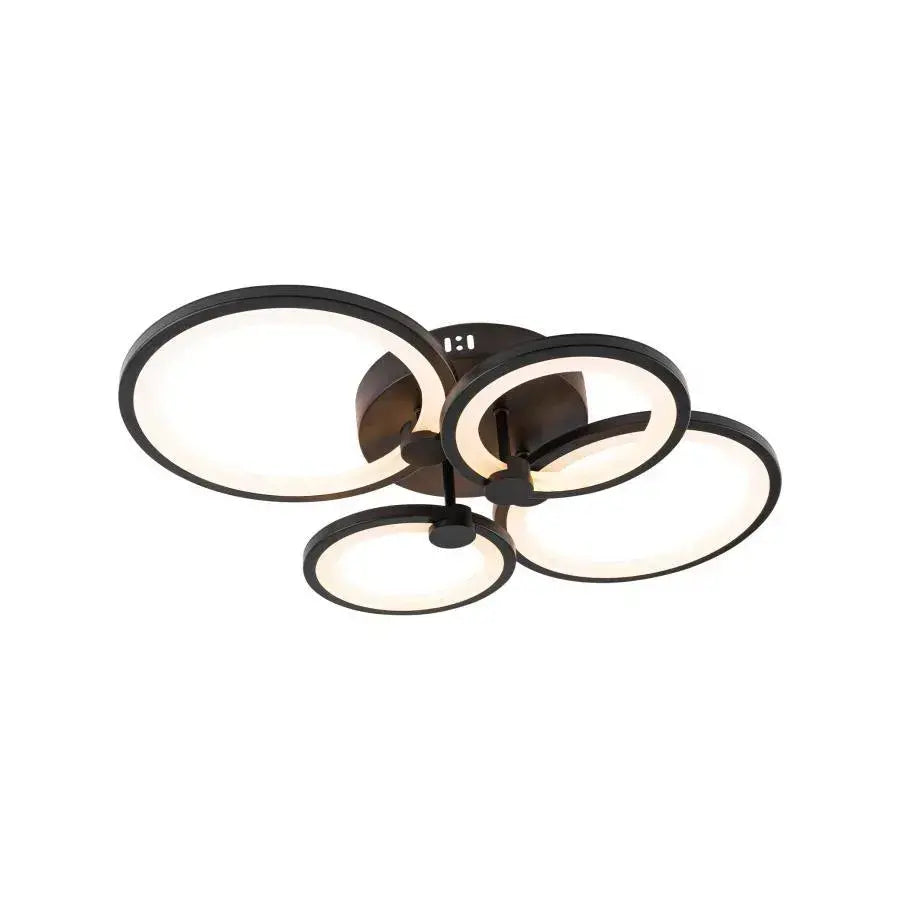 LED πολυέλαιος με τηλεχειριστήριο Doris, 88W, μαύρο, 4 κύκλοι, ακρυλικό, ασταθές