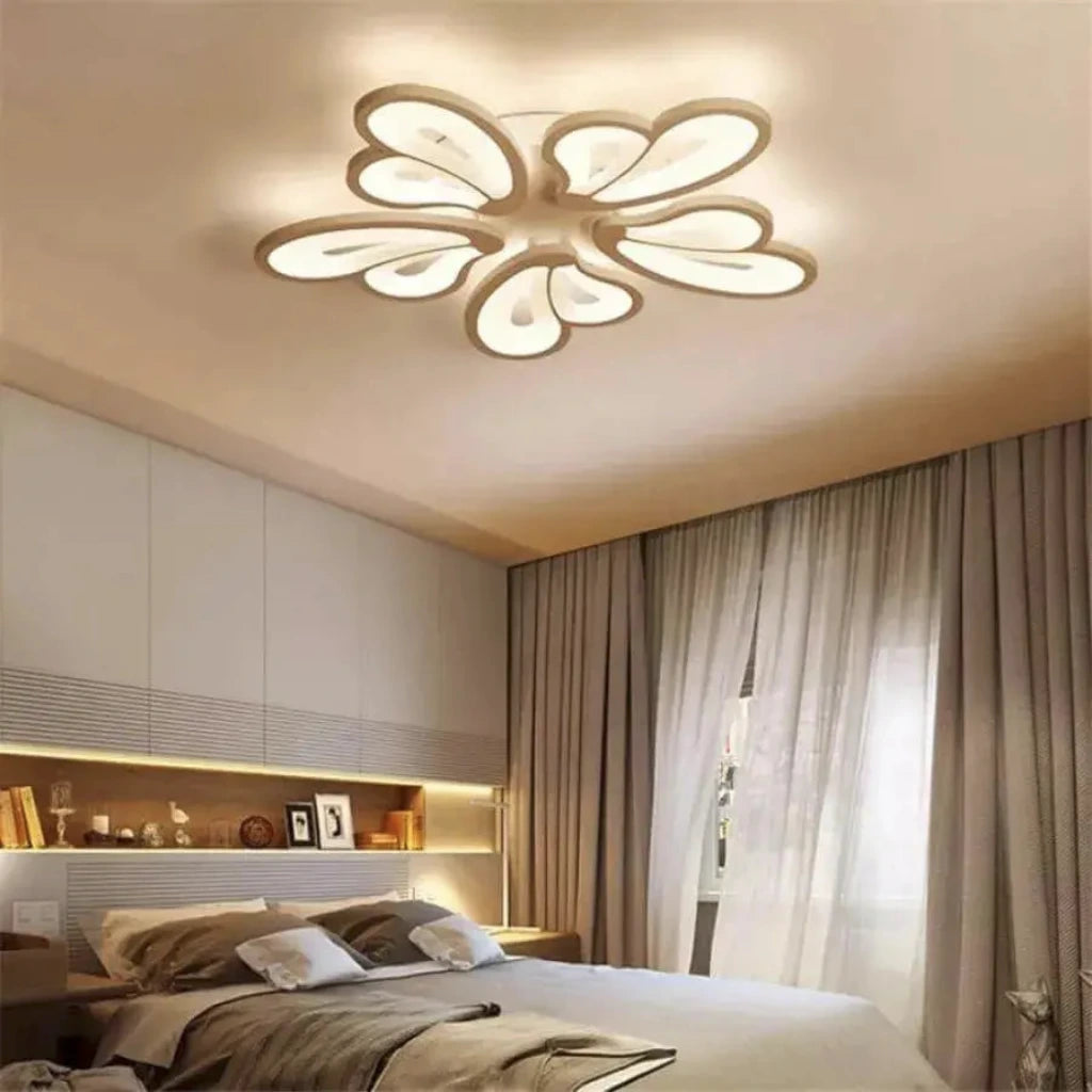 LED πολυέλαιος με τηλεχειριστήριο Blossom, 60W, 5 πέταλα, κρύο/ζεστό/ουδέτερο φως, ασταθές, λευκό