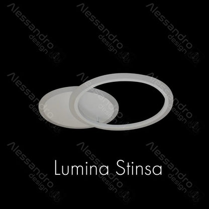 LED πολυέλαιος με τηλεχειριστήριο Lucy, 40W, 2 κύκλοι, κρύο/ζεστό/ουδέτερο φως, δοκός, λευκό