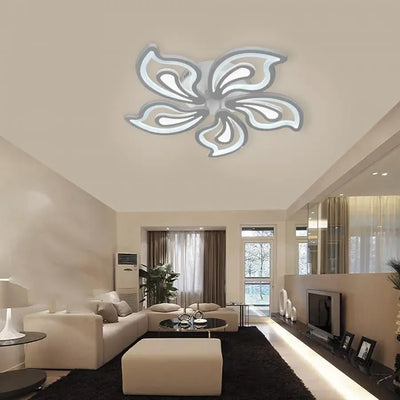 LED πολυέλαιος με ένδοξο τηλεχειριστήριο, 150W, 5 πέταλα, κρύο/ζεστό/ουδέτερο φως, ασταθές, λευκό