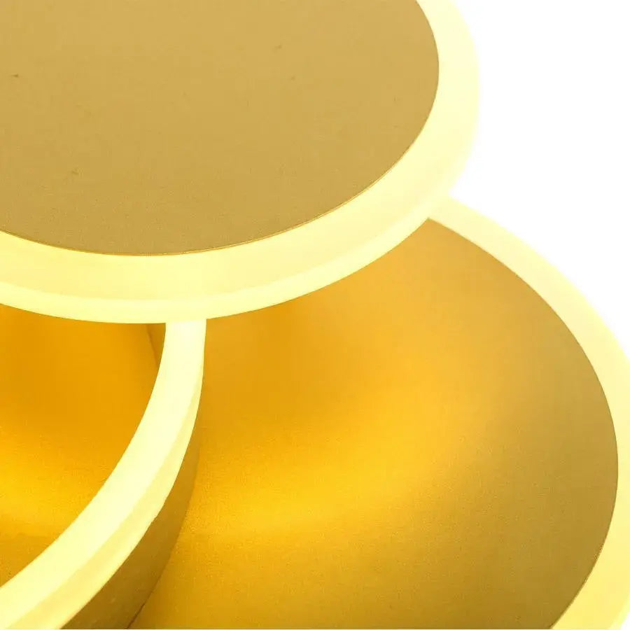 LED πολυέλαιος με τηλεχειριστήριο Lyra, 102W, 2 κύκλοι, μαργαρίτα, βουρτσισμένο χρυσό, κρύο/ζεστό/ουδέτερο φως