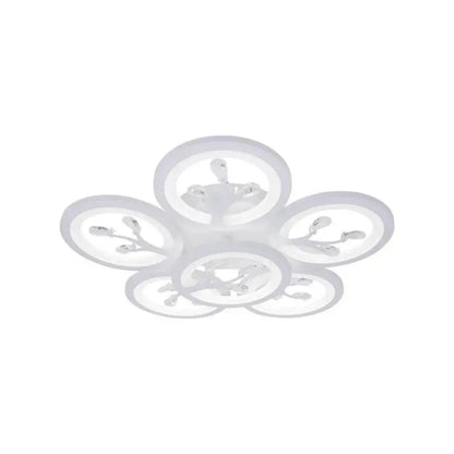 LED πολυέλαιος με τηλεχειριστήριο Daisy, 6 αντικείμενα, 72W, κρύο/ζεστό/ουδέτερο φως, ασταθές, λευκό με κρυστάλλινο