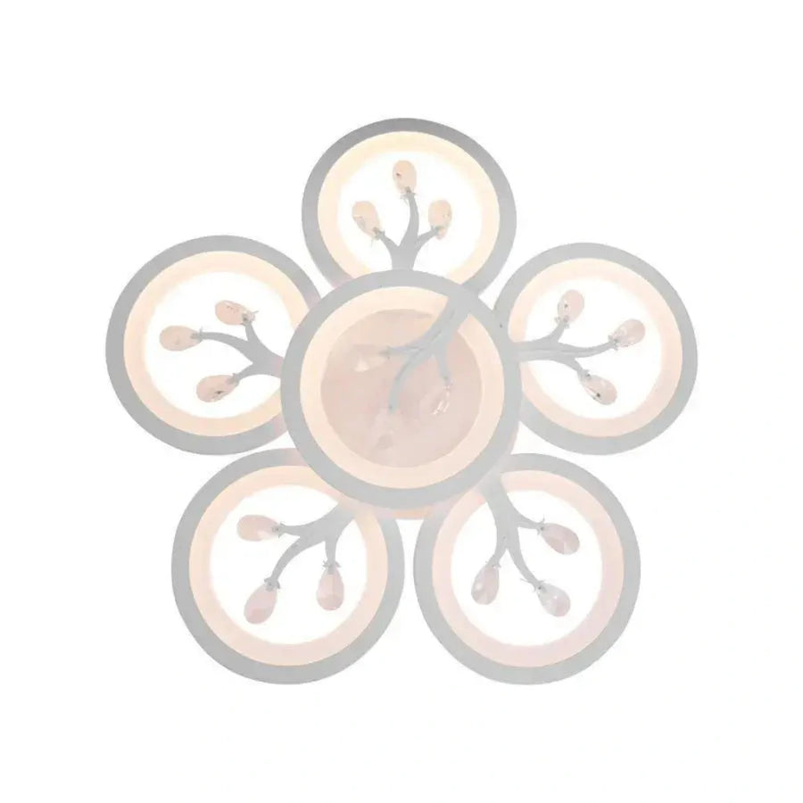 LED πολυέλαιος με τηλεχειριστήριο Daisy, 6 αντικείμενα, 72W, κρύο/ζεστό/ουδέτερο φως, ασταθές, λευκό με κρυστάλλινο