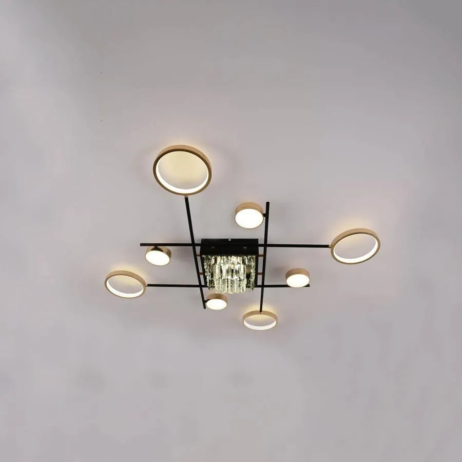 LED πολυέλαιος με τηλεχειριστήριο Misel 168W, μαύρο χρυσό