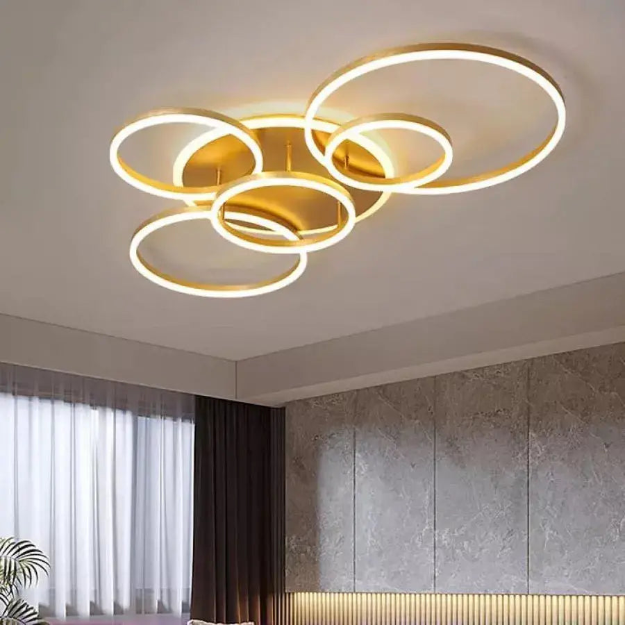 LED Lust με τηλεχειριστήριο Lyra, 248W, 5 κύκλοι, δέσμη, βουρτσισμένο χρυσό, κρύο/ζεστό/ουδέτερο φως
