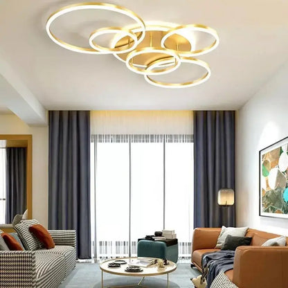 LED Lust με τηλεχειριστήριο Lyra, 248W, 5 κύκλοι, δέσμη, βουρτσισμένο χρυσό, κρύο/ζεστό/ουδέτερο φως