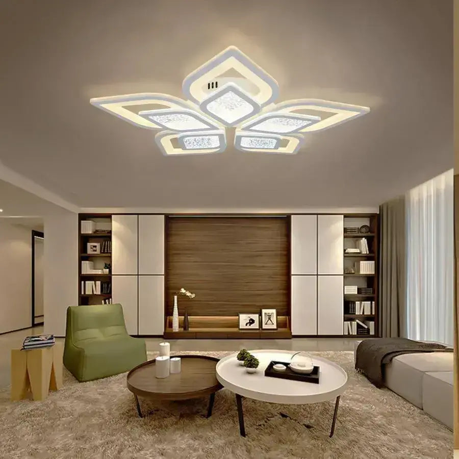 LED πολυέλαιος με τηλεχειριστήριο Dalia, 170W, 5 πέταλα, κρύο/ζεστό/ουδέτερο φως, ασταθές, λευκό