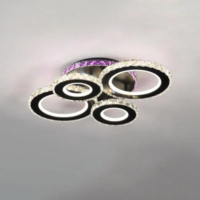 Πολυέλαιος LED με τηλεχειριστήριο και κρύσταλλο MEILI ZAFINA RGB 136W, 4 Κύκλοι, Κρύο/Ζεστό/Ουδέτερο φως, Ρυθμιζόμενο, Μαύρο