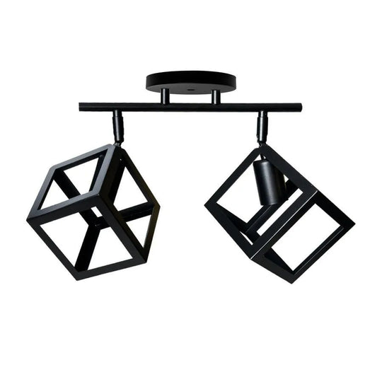 Cube Shape Chandelier, STRUKTUR Duo, 2xE27, Black, Metal Industrial Chandeliers Προεπιλεγμένος τίτλος Alessandro Design