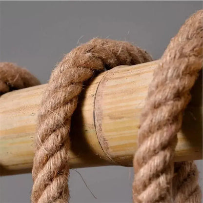 Ρετρό πολυέλαιο, 6*E27, Brown, Bamboo και Rope
