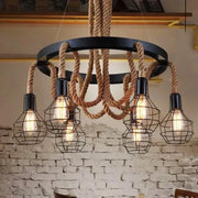 Andy 6x E27 Metal και Brown Rope