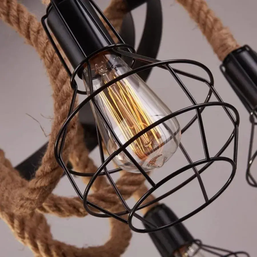 Andy 6x E27 Metal και Brown Rope