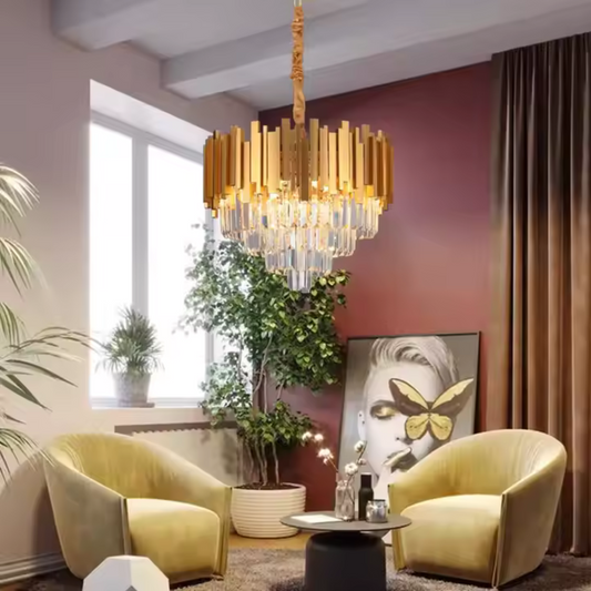 Πολυέλαιος Ντιέγκο, διάμετρος 49 εκατοστών, 5x e14 χρυσό, ρυθμιζόμενο ύψος