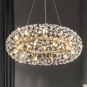 Crystal πολυέλαιος λεπτό 12x G9, διάμετρος 60cm, γυαλιστερό χρυσό, ρυθμιζόμενο ύψος