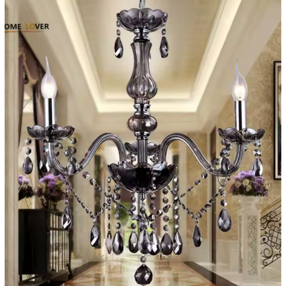 Crystal Cryedrich Chandelier, 5xe14, διάμετρο 48cm, μαύρο, ρυθμιζόμενο ύψος