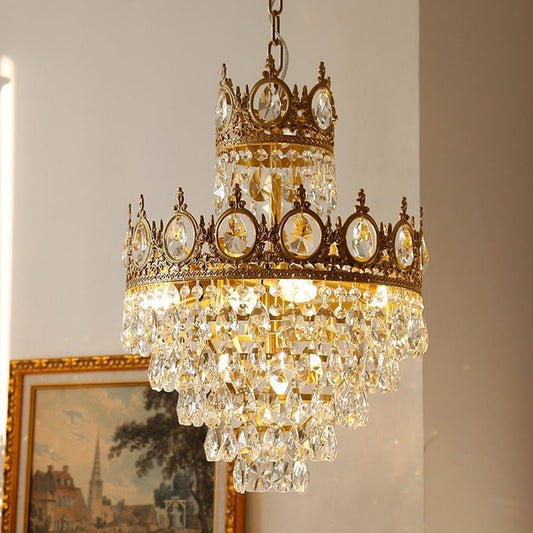 Candelabru Cristal REGALITE Petito, 6XE14, Diametru 45cm, Auriu Lucios, Inaltime Reglabila