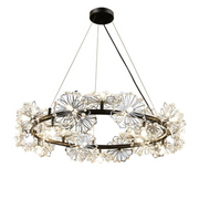 Crystal πολυέλαιος Petalo Lononi, διάμετρος 62cm, 25xg4, μαύρο, ρυθμιζόμενο ύψος
