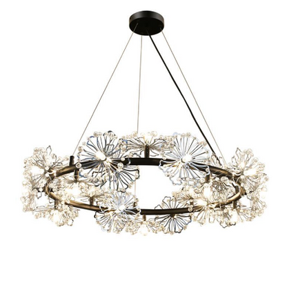 Crystal πολυέλαιος Petalo Lononi, διάμετρος 62cm, 25xg4, μαύρο, ρυθμιζόμενο ύψος
