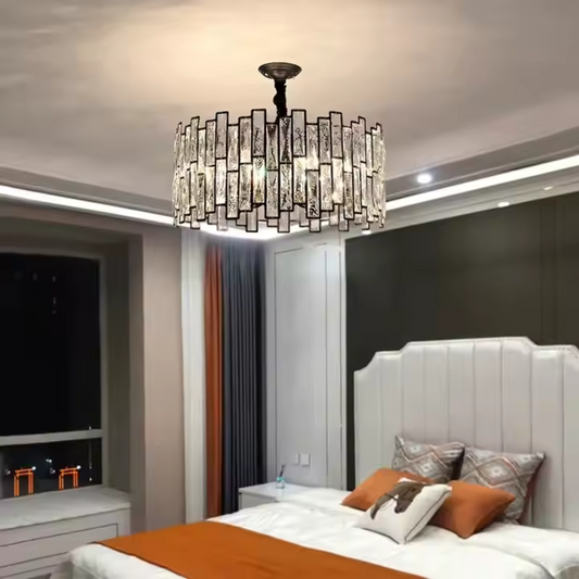 Crystal πολυέλαιος Melitina 6xe27, διάμετρος 49cm, μαύρο, ρυθμιζόμενο ύψος