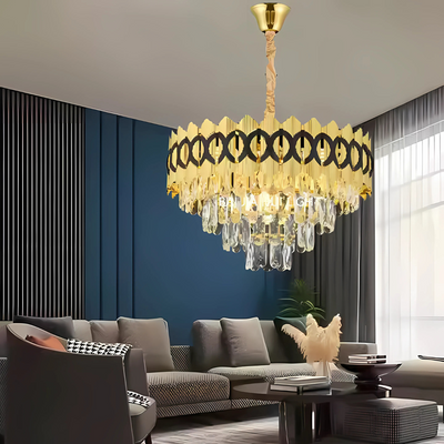Crystal πολυέλαιος Pierrefonds Noble 6xe14, διάμετρος 40cm, γυαλιστερό χρυσό, ρυθμιζόμενο ύψος