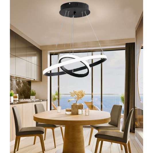 LED πολυέλαιος με τηλεχειριστήριο Ricci, 25W, 2 κύκλοι, κρύο/ζεστό/ουδέτερο φως, ασταθές, μαύρο