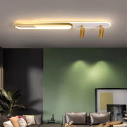 LED LED Filberto, 69W, κρύο/ζεστό φως/ουδέτερο ρυθμιζόμενο ακρυλικό προβολέα και λευκό και χρυσό μέταλλο