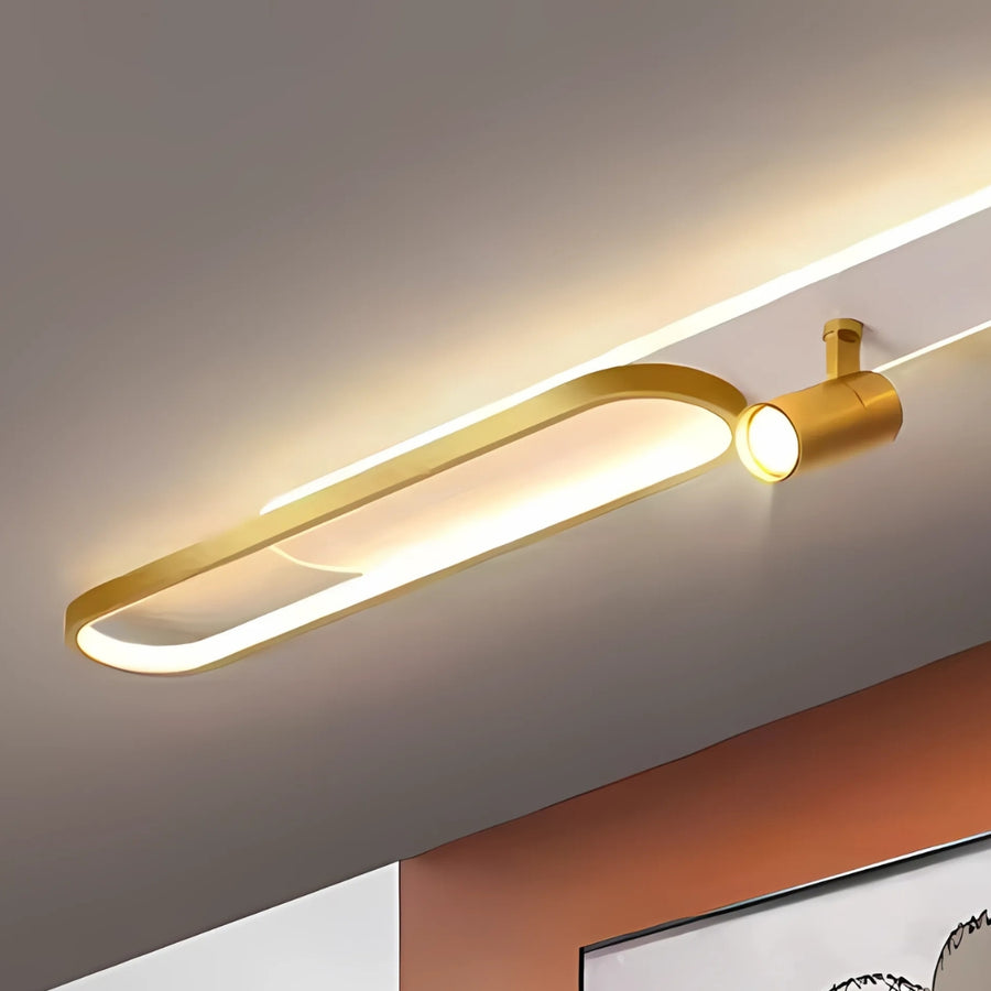 LED LED Filberto, 69W, κρύο/ζεστό φως/ουδέτερο ρυθμιζόμενο ακρυλικό προβολέα και λευκό και χρυσό μέταλλο