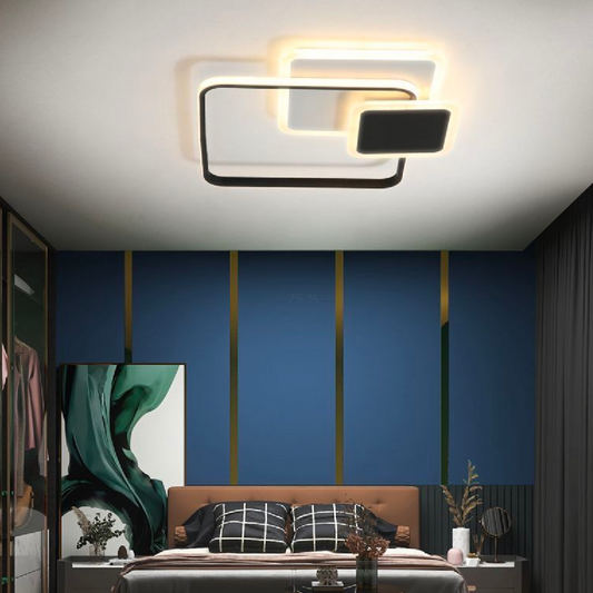 LED πολυέλαιος με τηλεχειριστήριο Anemona, 75W, 3 τετράγωνα, κρύο/ζεστό/ουδέτερο φως, ασταθές, μαύρο