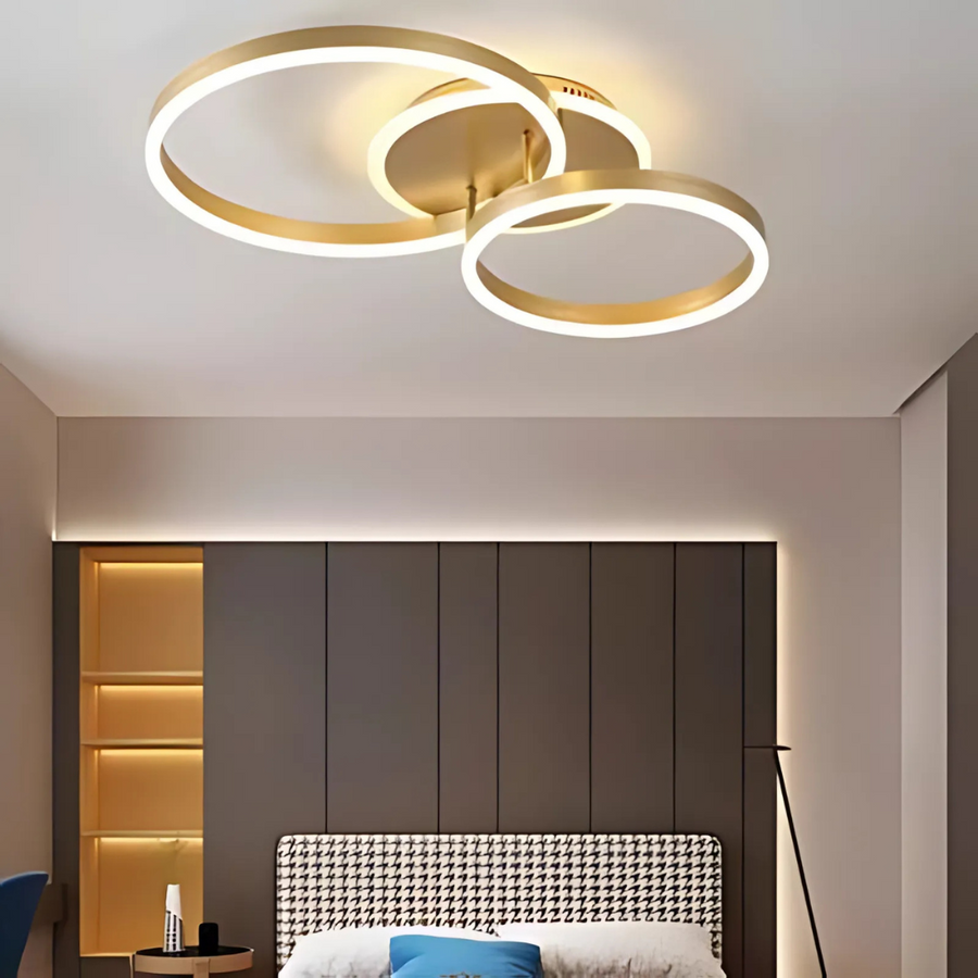 LED πολυέλαιος με τηλεχειριστήριο Elisabeth, 72W, 2 κύκλοι, κρύο/ζεστό/ουδέτερο φως, άκαμπτο, χρυσό