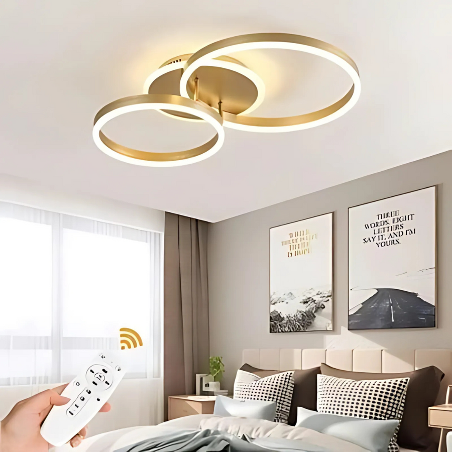 LED πολυέλαιος με τηλεχειριστήριο Elisabeth, 72W, 2 κύκλοι, κρύο/ζεστό/ουδέτερο φως, άκαμπτο, χρυσό