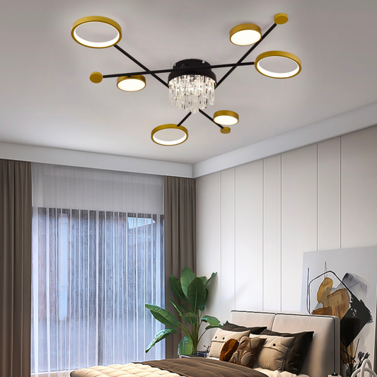 LED πολυέλαιος με τηλεχειριστήριο, Velo, 38W, μαύρο χρυσό