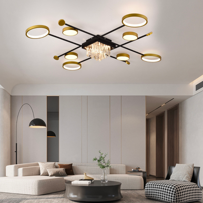 LED πολυέλαιος με τηλεχειριστήριο, Ramo, 46W, μαύρο χρυσό