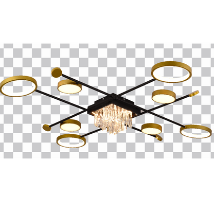 LED πολυέλαιος με τηλεχειριστήριο, Ramo, 46W, μαύρο χρυσό