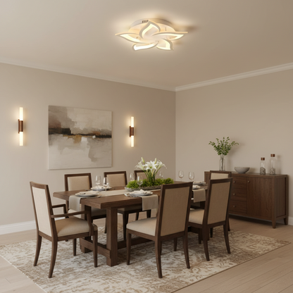 Πολυέλαιος LED με τηλεχειριστήριο LOTUS 54W, 5 πέταλα, Κρύο/Ζεστό/Ουδέτερο φως, Ρυθμιζόμενο, Λευκό
