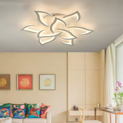 Πολυέλαιος LED με τηλεχειριστήριο LOTUS 92W, 9 πέταλα, Κρύο/Ζεστό/Ουδέτερο φως, Ρυθμιζόμενο, Λευκό
