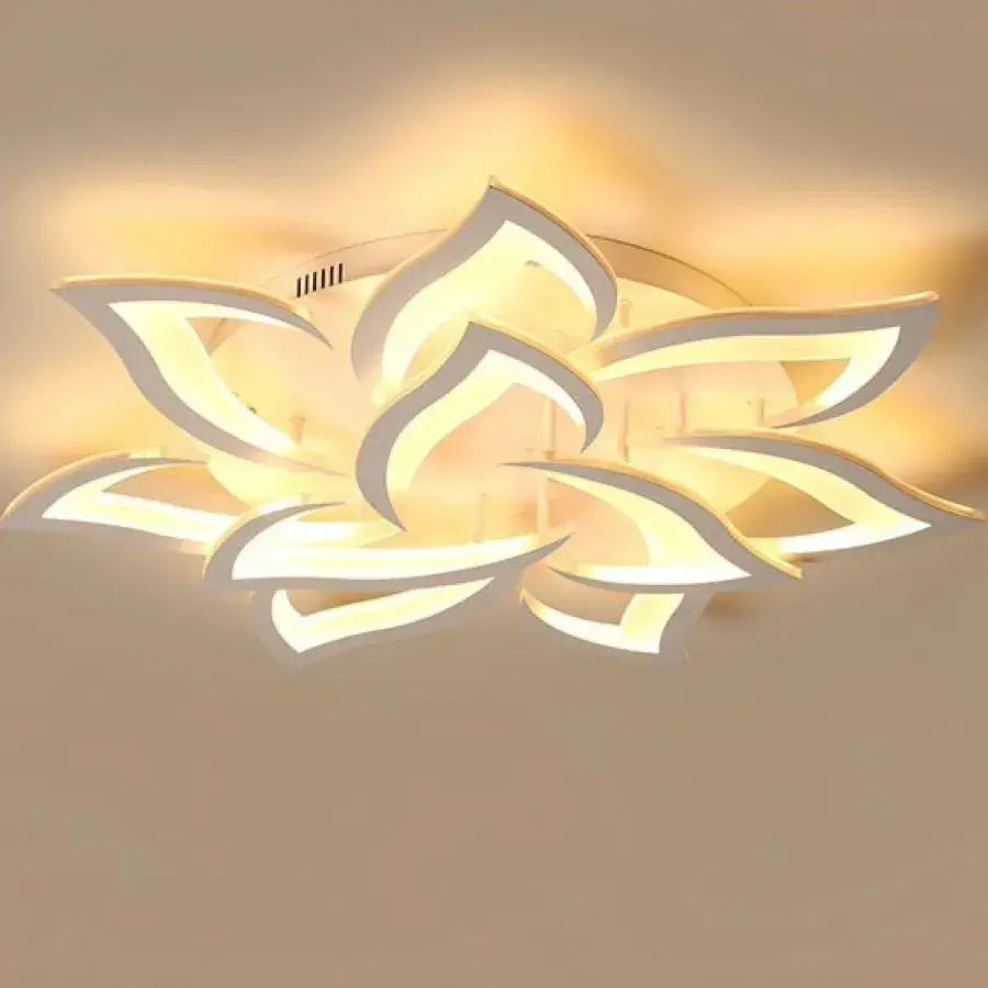 LED πολυέλαιος με τηλεχειριστήριο Lotus, 110W, 9 πέταλα, κρύο/ζεστό/ουδέτερο φως, ασταθές, λευκό