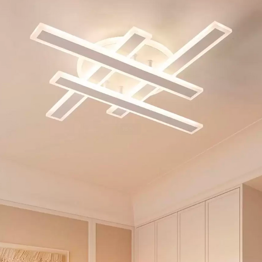 LED πολυέλαιος με τηλεχειριστήριο Shawn, γραμμικό, 85W, κρύο/ζεστό/ουδέτερο φως, ασταθές, λευκό