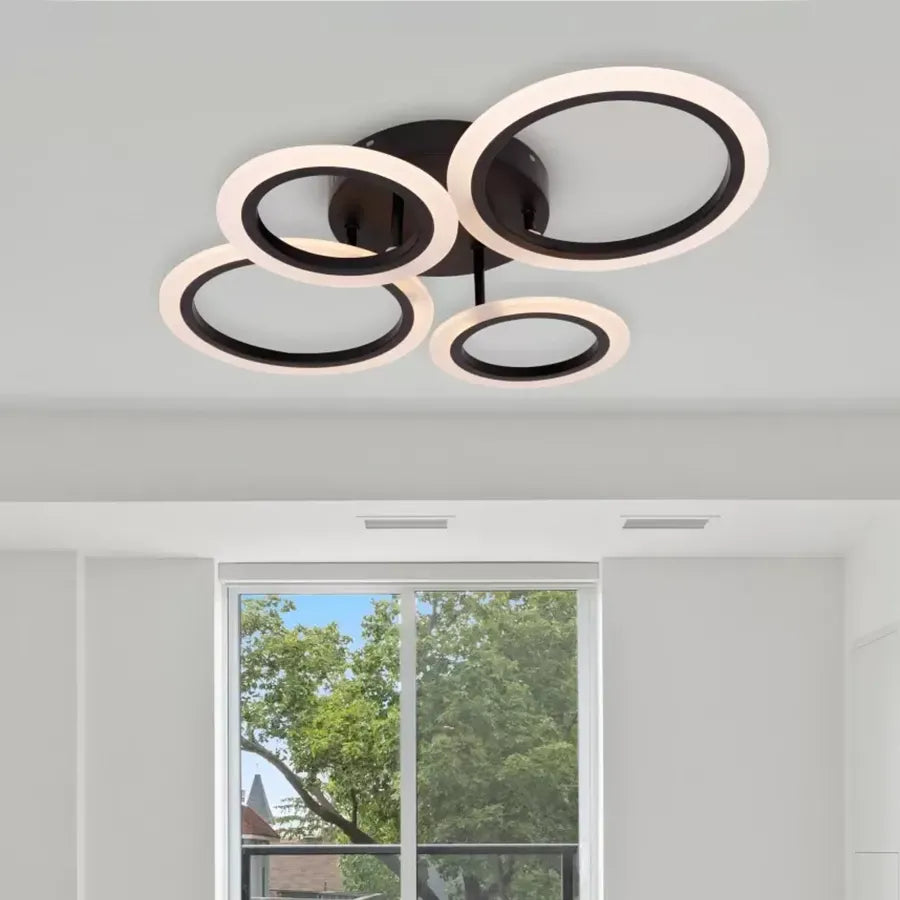 LED Lust με τηλεχειριστήριο Nathaniel 4 κύκλοι 44W κρύο/ζεστό/ουδέτερο μαύρο
