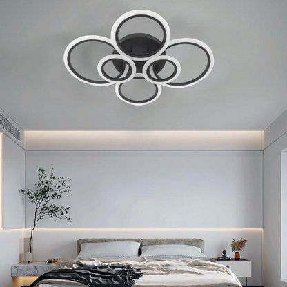 LED πολυέλαιος με τηλεχειριστήριο, Betty, 6 κύκλοι, 82W, κρύο/ζεστό/ουδέτερο φως, ασταθές, μαύρο