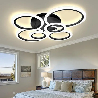 LED πολυέλαιος με τηλεχειριστήριο, Betty, 6 κύκλοι, 82W, κρύο/ζεστό/ουδέτερο φως, ασταθές, μαύρο