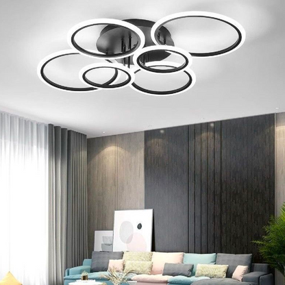 LED πολυέλαιος με τηλεχειριστήριο, Betty, 6 κύκλοι, 82W, κρύο/ζεστό/ουδέτερο φως, ασταθές, μαύρο
