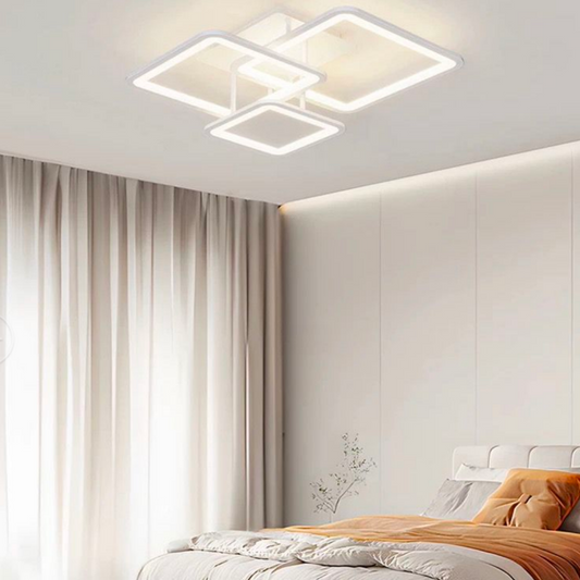 LED πολυέλαιος με τηλεχειριστήριο, Ζωή, 3 τετράγωνα, 64W, κρύο/ζεστό/ουδέτερο φως, ασταθές, λευκό